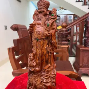 Tượng Thần Tài Gỗ Sưa Đỏ Liền Khối G5138