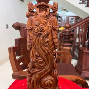 Tượng Thần Tài Gỗ Sưa Đỏ Liền Khối G5138