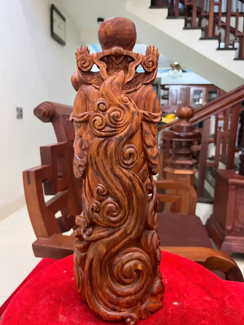 Tượng Thần Tài Gỗ Sưa Đỏ Liền Khối G5138