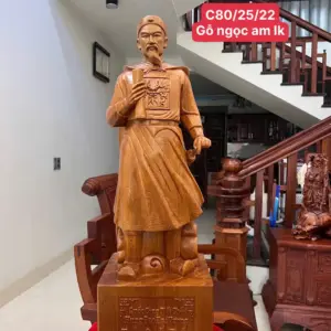 Tượng Trần Quốc Tuấn Gỗ Ngọc Am Liền Khối G5026