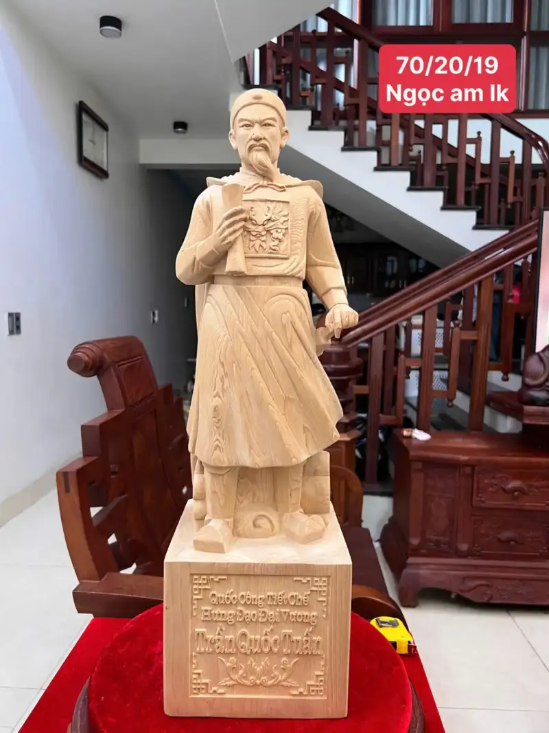 Tượng Trần Quốc Tuấn Gỗ Ngọc Am Mộc Đẹp Có Sơn G5027