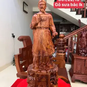 Tượng Trần Quốc Tuấn Gỗ Sưa Bắc Liền Khối Vân Đẹp G5029