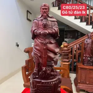 Tượng Trần Quốc Tuấn Gỗ Tử Đàn Liền Khối G5031