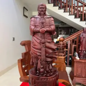 Tượng Trần Quốc Tuấn Gỗ Tử Đàn Liền Khối Đục Kỹ Nét G5033