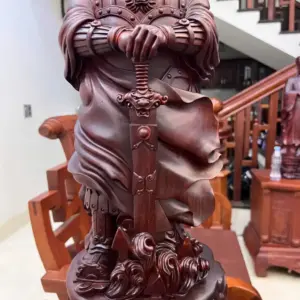 Tượng Trần Quốc Tuấn Gỗ Tử Đàn Liền Khối G5141