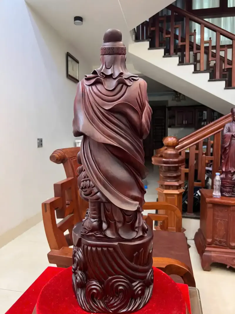 Tượng Trần Quốc Tuấn Gỗ Tử Đàn Liền Khối G5141