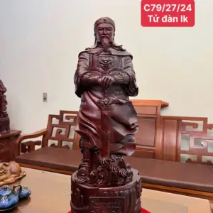 Tượng Trần Quốc Tuấn Gỗ Tử Đàn Liền Khối G5142
