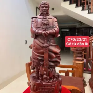 tran-quoc-tuan-go-tu-an-G5154-1_Trần Quốc Tuấn Gỗ Tử Đàn Liền Đẹp Giá 9.500 Triệu Kích Thước Cao 70cm, Ngang 23cm, Sâu 21cm Tượng Trần Quốc Tuấn Gỗ Tử Đàn Liền Đẹp G5154