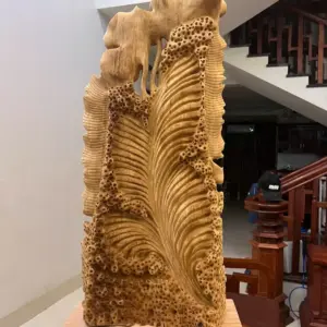 Tượng Cá Xiêm Gỗ Ngọc Am Liền Khối Mộc Đẹp KT:90x40x18