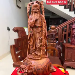 Tượng Cụ Thọ Tiên Gỗ Sưa Bắc Liền Khối KT:54x25x18