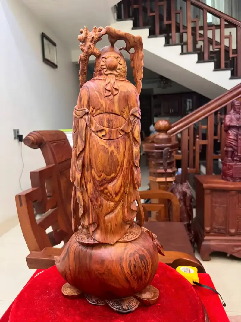 Tượng Cụ Thọ Tiên Gỗ Sưa Bắc Liền Khối KT:54x25x18