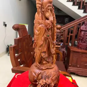 Tượng Cụ Thọ Tiên Gỗ Sưa Bắc Liền Khối KT:54x25x18
