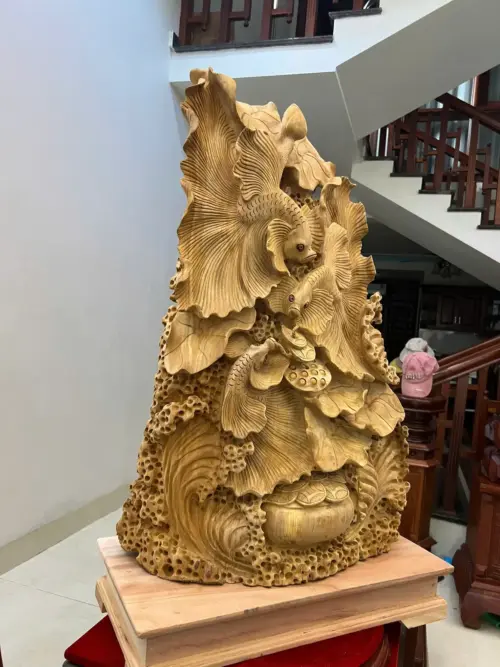 z7631903237228_7be78d237d963a620333fe68ae460fc0 Tượng Gỗ Cá Xiêm Gỗ Ngọc Am Liền Khối 31 kg 84 - 56 - 21