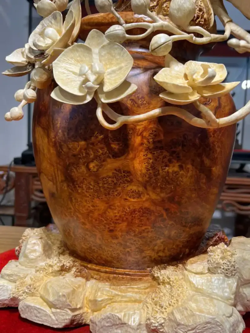 Bình Hoa Lan Gỗ Nu Hương Cao 55cm