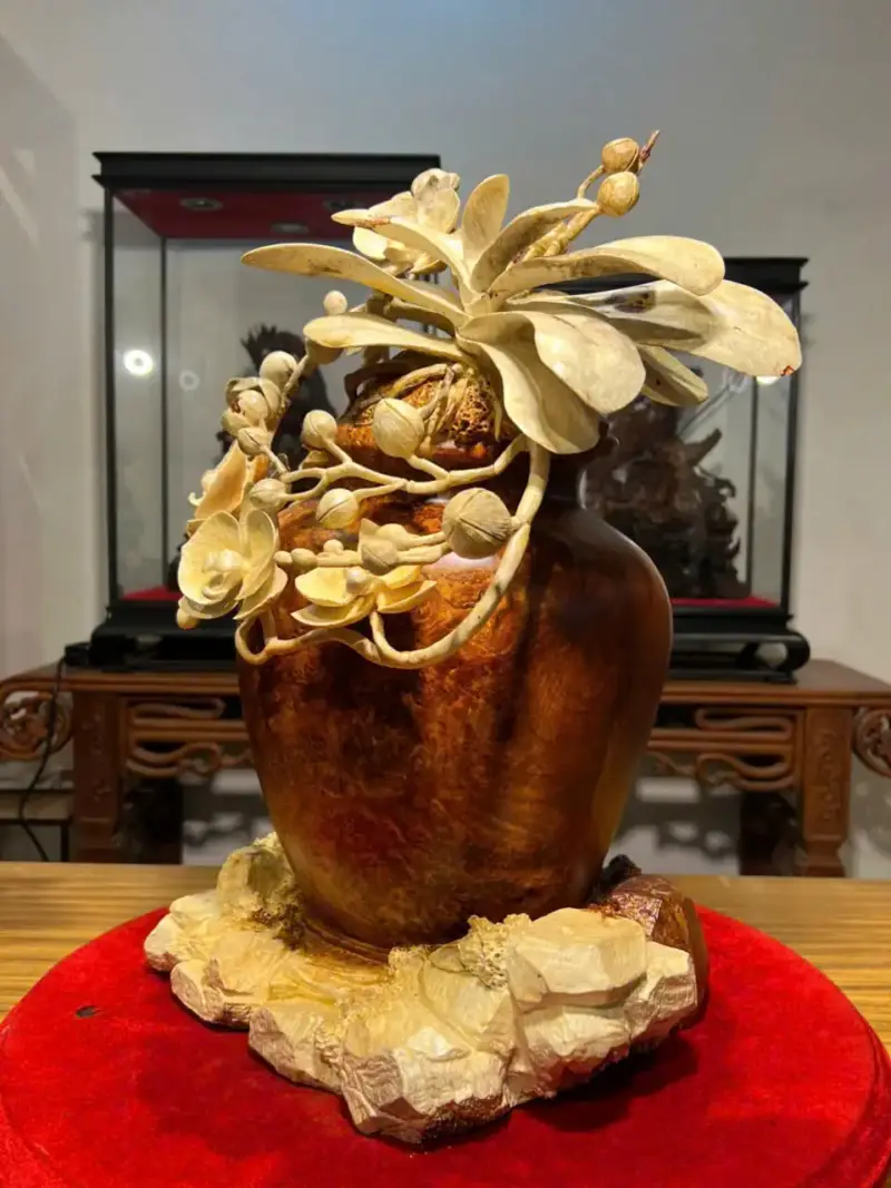 Bình Hoa Lan Gỗ Nu Hương Cao 55cm