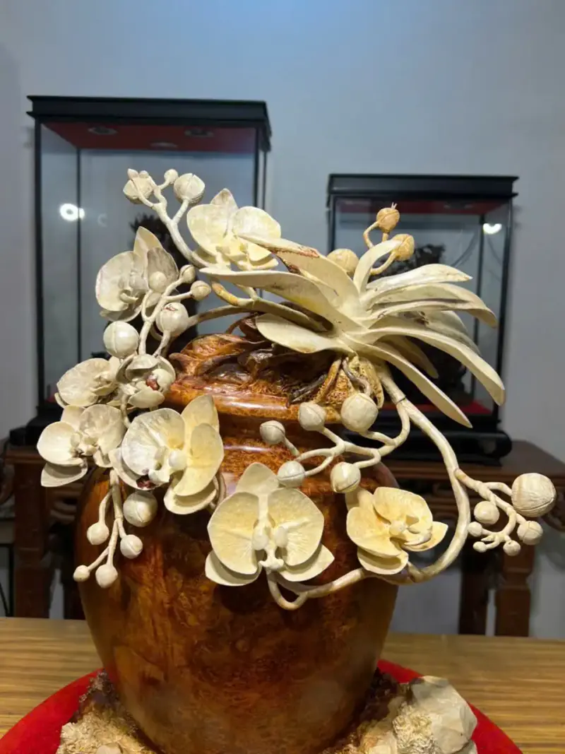 Bình Hoa Lan Gỗ Nu Hương Cao 55cm