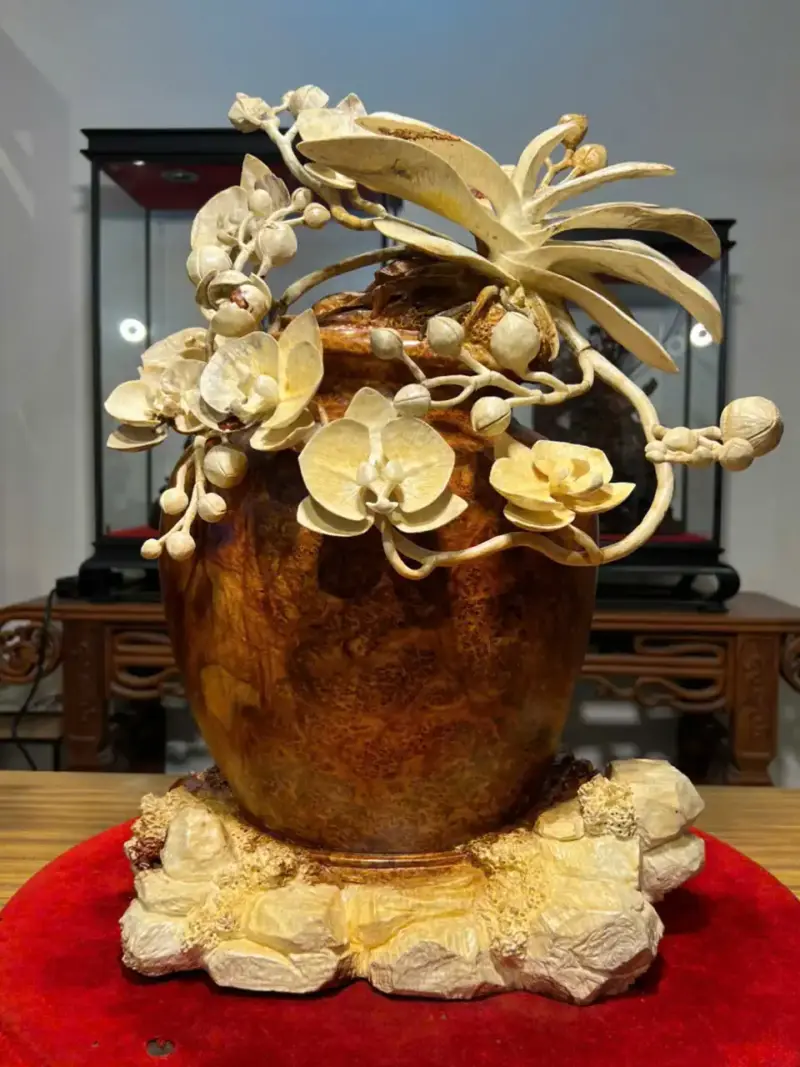 Bình Hoa Lan Gỗ Nu Hương Cao 55cm