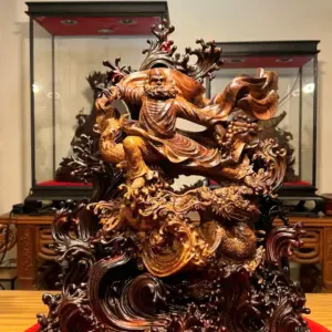 Tượng Đạt Ma Gỗ Sưa Già Quảng Bình Đế Gỗ Trắc Cao 50cm