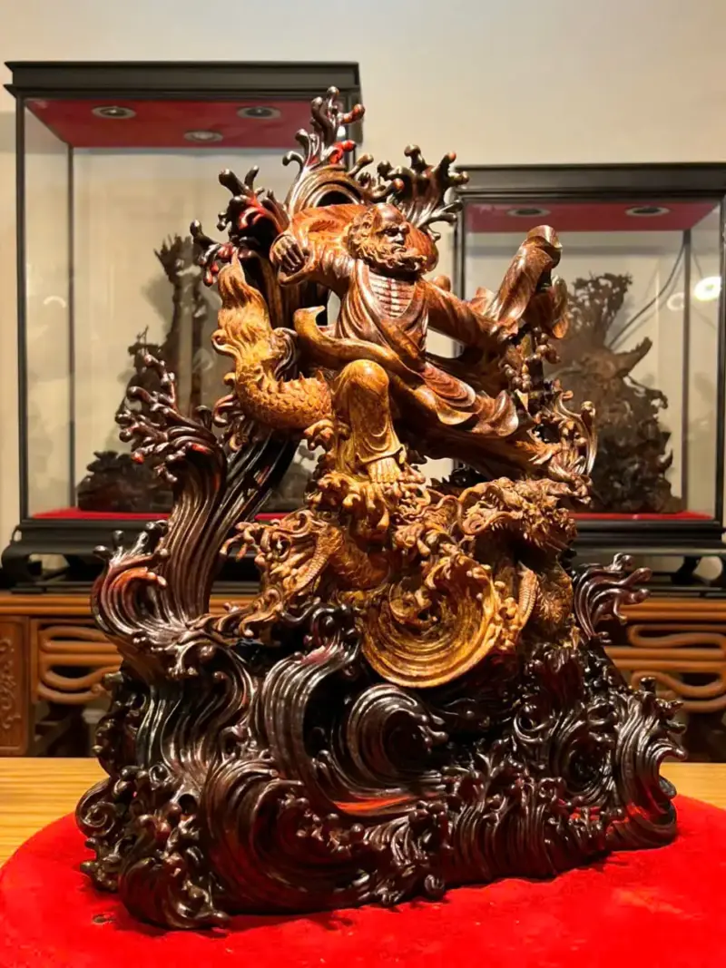 Tượng Đạt Ma Gỗ Sưa Già Quảng Bình Đế Gỗ Trắc Cao 50cm