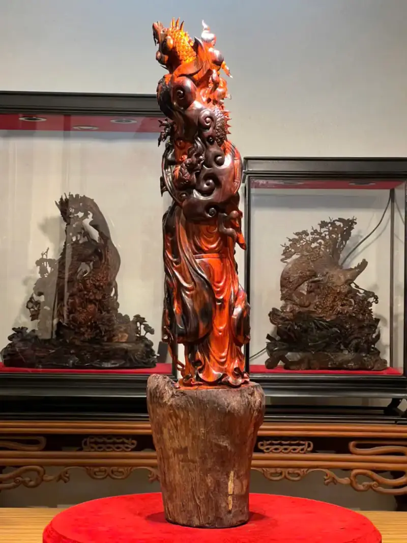 Tượng Cụ Đạt Ma Rồng Gỗ Nu Trắc Cao 80cm