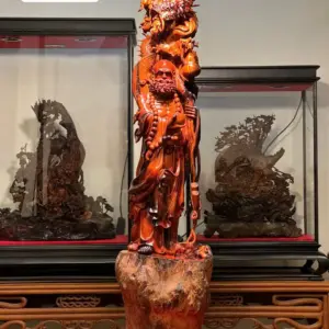 Tượng Cụ Đạt Ma Rồng Gỗ Nu Trắc Cao 80cm