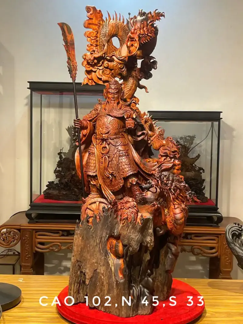 Tượng Quan Công Gỗ Trắc Cao 102cm