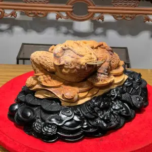 Tượng Cóc Gỗ Hoàng Đàn Cao 22cm