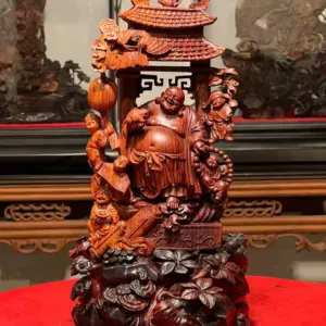 Tượng Cụ Di Lặc Gỗ Sưa Già Cao 33cm
