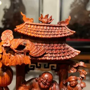 Tượng Cụ Di Lặc Gỗ Sưa Già Cao 33cm