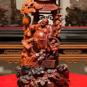 Tượng Cụ Di Lặc Gỗ Sưa Già Cao 33cm