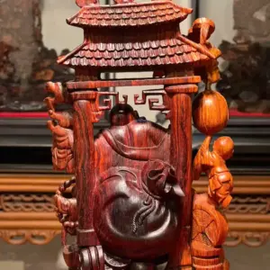 Tượng Cụ Di Lặc Gỗ Sưa Già Cao 33cm