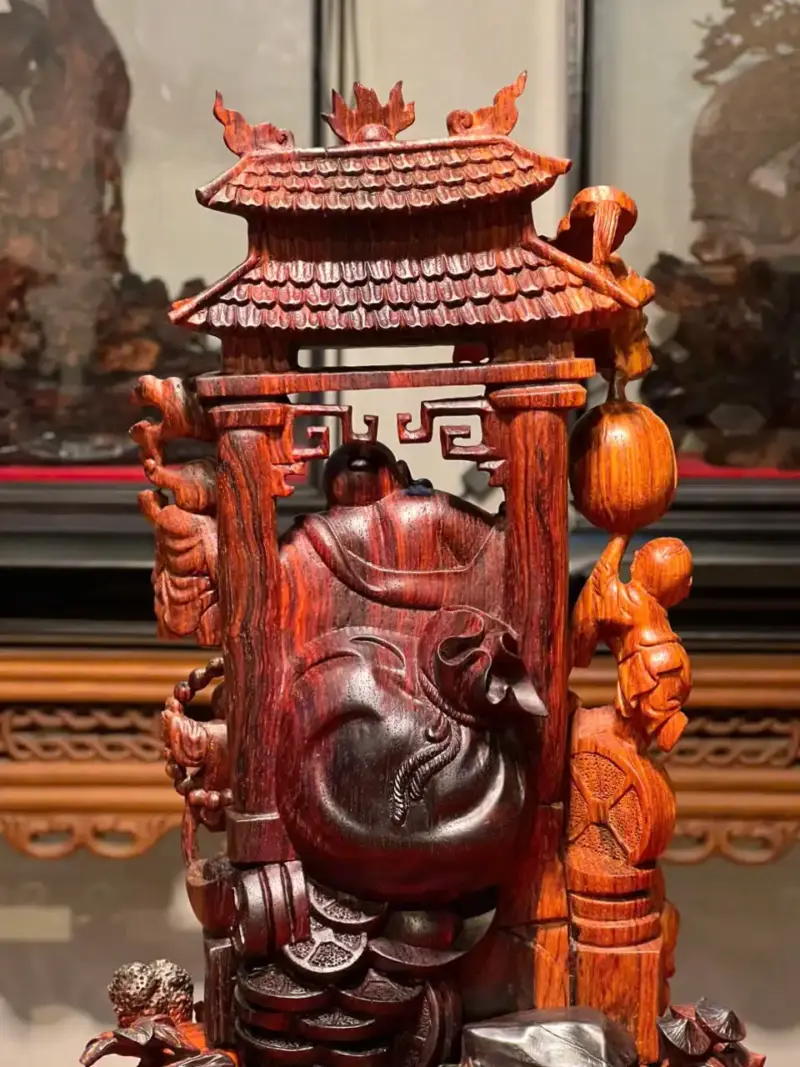 Tượng Cụ Di Lặc Gỗ Sưa Già Cao 33cm