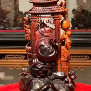 Tượng Cụ Di Lặc Gỗ Sưa Già Cao 33cm