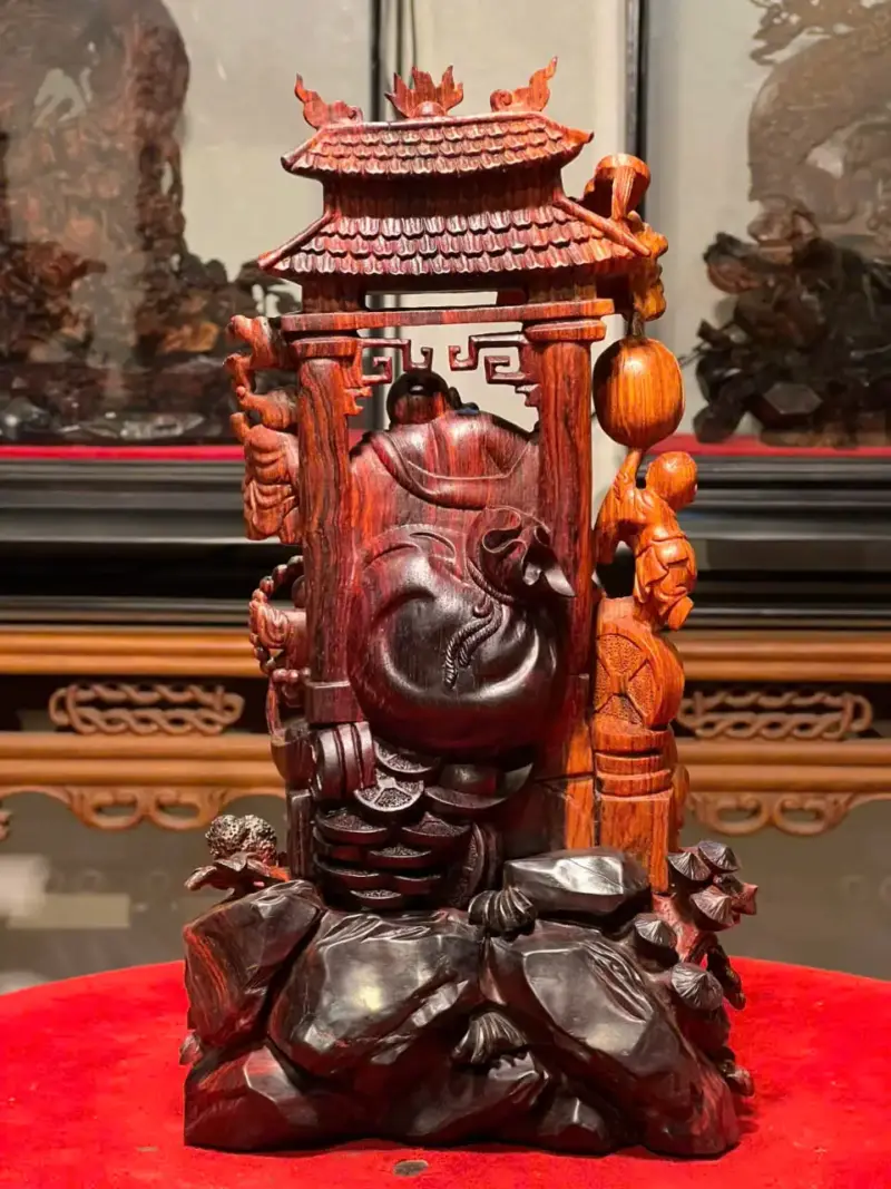 Tượng Cụ Di Lặc Gỗ Sưa Già Cao 33cm