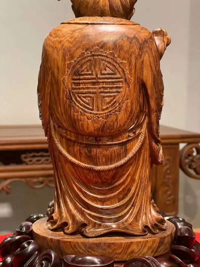 Tượng Thần Tài Gỗ Sưa Già Cao 36cm
