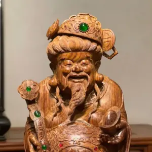 Tượng Thần Tài Gỗ Sưa Già Cao 36cm
