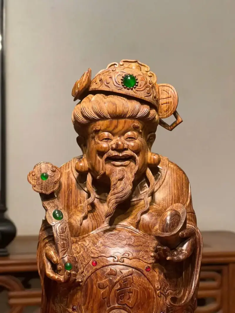 Tượng Thần Tài Gỗ Sưa Già Cao 36cm