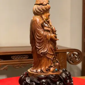 Tượng Thần Tài Gỗ Sưa Già Cao 36cm