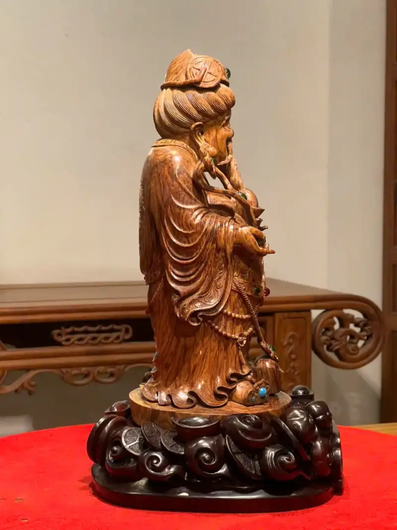 Tượng Thần Tài Gỗ Sưa Già Cao 36cm