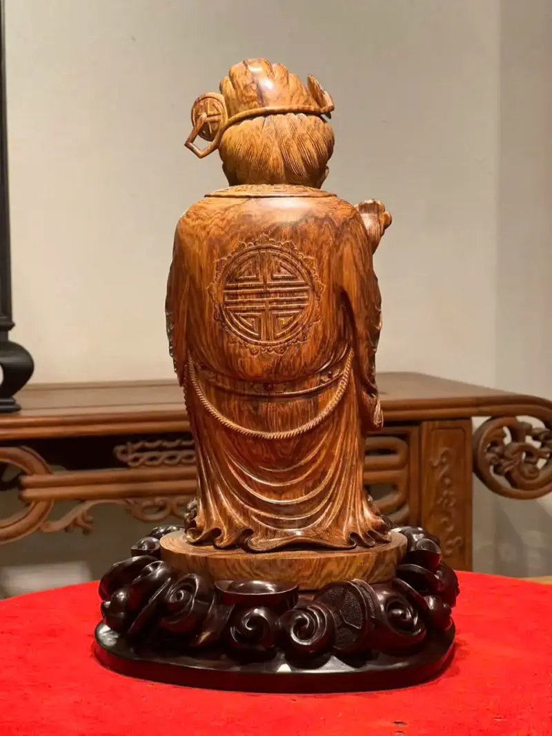 Tượng Thần Tài Gỗ Sưa Già Cao 36cm