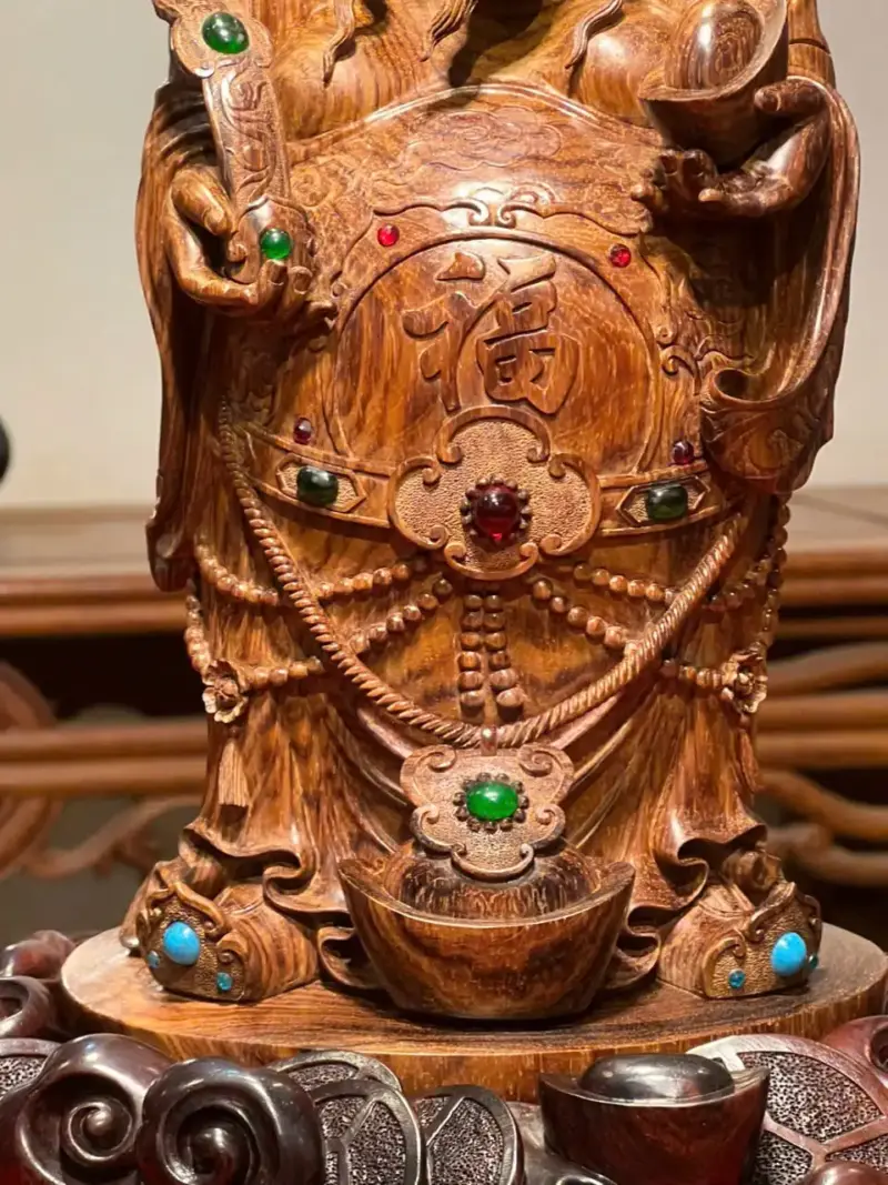 Tượng Thần Tài Gỗ Sưa Già Cao 36cm