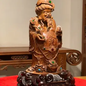 Tượng Thần Tài Gỗ Sưa Già Cao 36cm