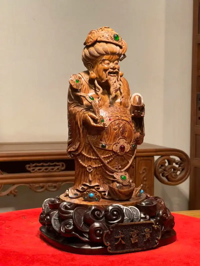 Tượng Thần Tài Gỗ Sưa Già Cao 36cm