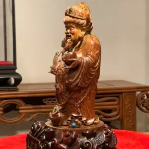 Tượng Thần Tài Gỗ Sưa Già Cao 36cm