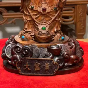 Tượng Thần Tài Gỗ Sưa Già Cao 36cm