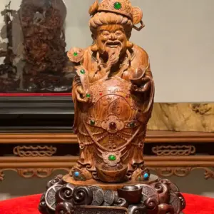 Tượng Thần Tài Gỗ Sưa Già Cao 36cm