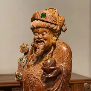 Tượng Thần Tài Gỗ Sưa Già Cao 36cm