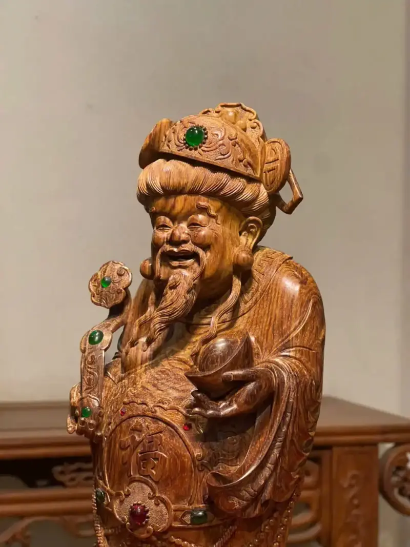 Tượng Thần Tài Gỗ Sưa Già Cao 36cm