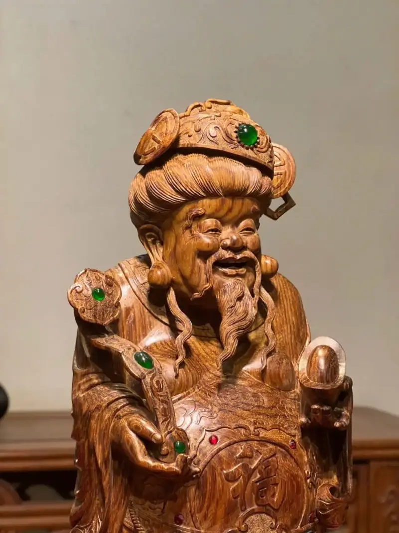 Tượng Thần Tài Gỗ Sưa Già Cao 36cm