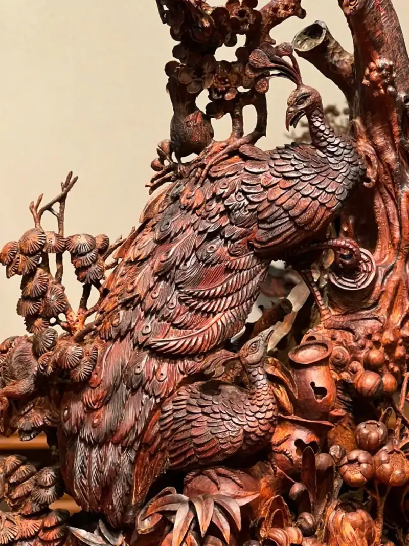 Tượng Phu Thê Gỗ Sưa Già Cao 45cm